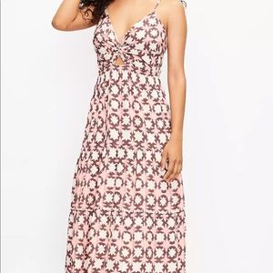 NWOT Loft Sunwashed Floral Twist Tiered Midi Dress